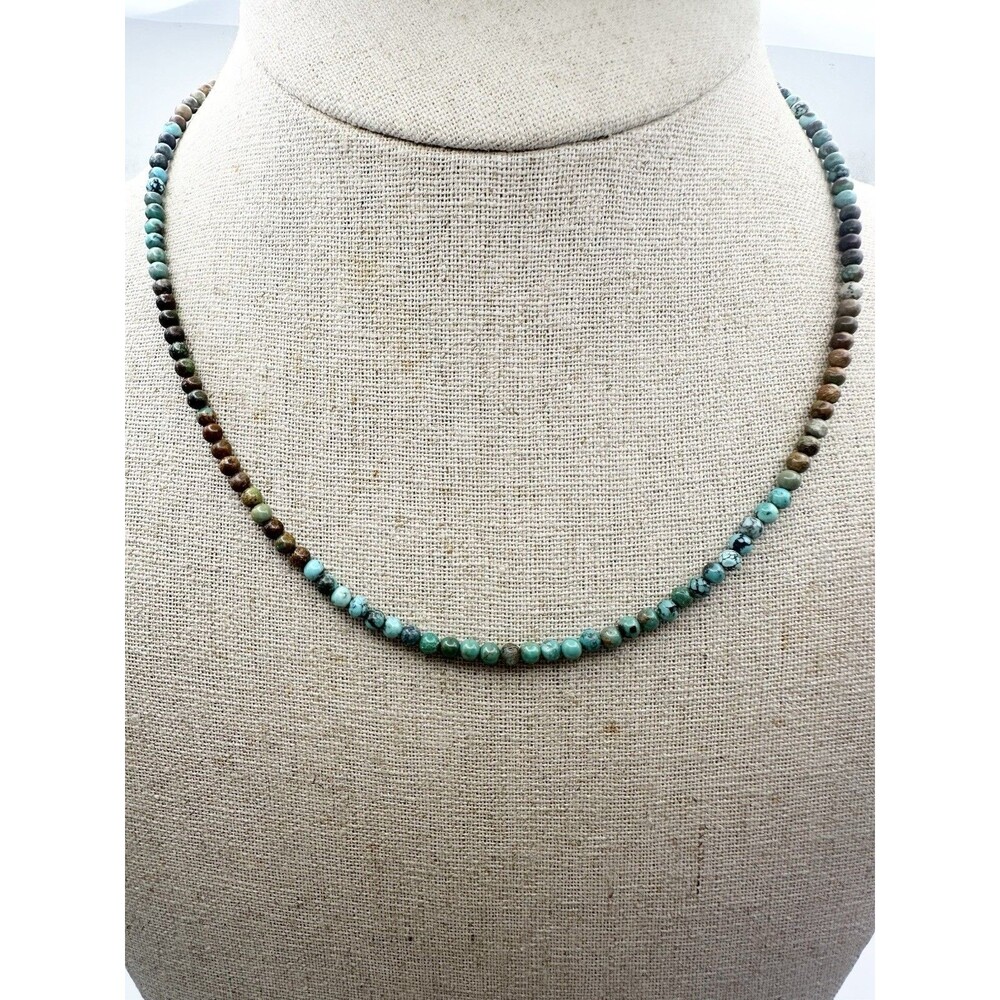 natural 3.2mm Turquoise Beaded Toggle Necklace 16”